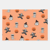 Retro Vintag Halloween Pattern Pumpkin Geschenkpapier Set (Vorderseite)