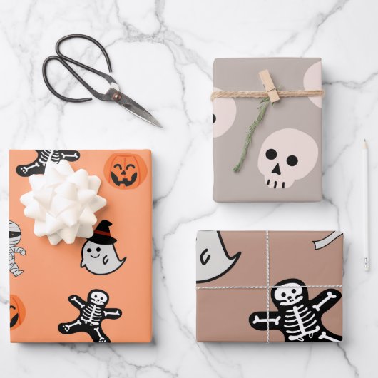 Retro Vintag Halloween Pattern Pumpkin Geschenkpapier Set (Vorderseite)