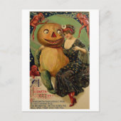 Retro Vintag Halloween Pumpkin Hug Postkarte (Vorderseite)