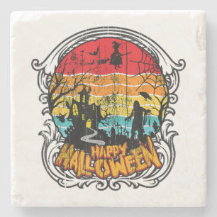 Retro Vintag Halloween - Vintages Halloween Steinuntersetzer