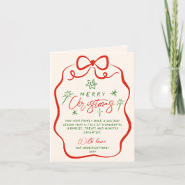 Retro Vintag Hand gezeichnet Quirky Bow Weihnachte Feiertagskarte