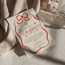 Retro Vintag Hand gezeichnet Quirky Bow Weihnachte Feiertagskarte