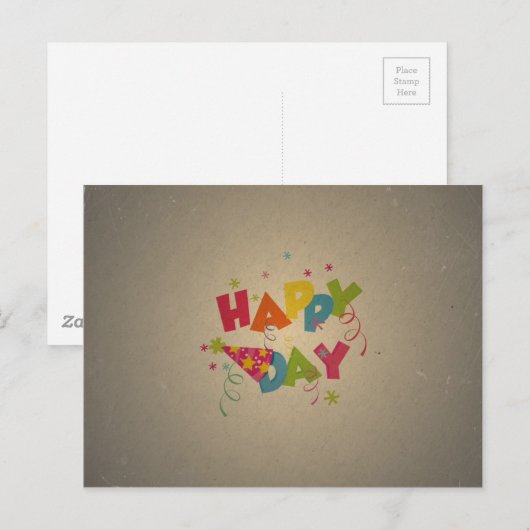 Retro Vintag Happy Birthday Pattern Postkarte (Vorne/Hinten)