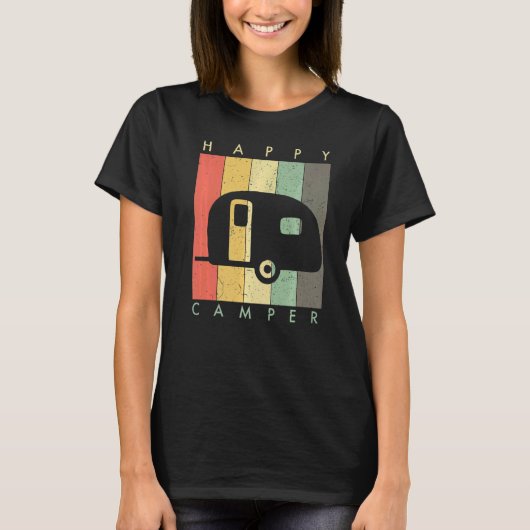 Retro Vintag Happy Camper T-Shirt (Vorderseite)