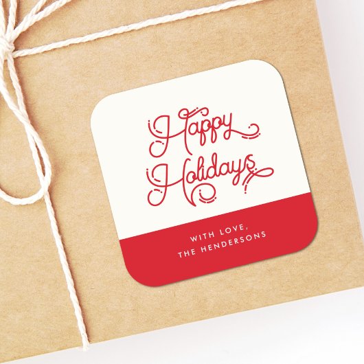 Retro Vintag Happy Holidays Quadratischer Aufkleber