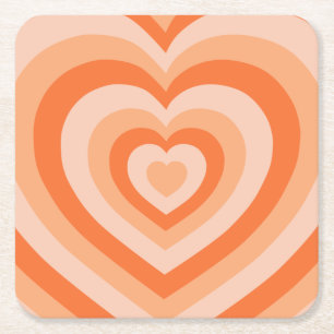 Retro Vintag Hearts Orange Rechteckiger Pappuntersetzer