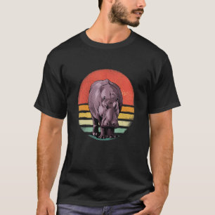 Retro Vintag Hippopotamus Wild African Animal Ange T-Shirt