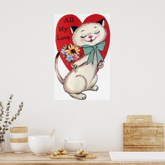 Retro Vintag Holiday cat Valentine Poster (Küche)