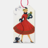 Retro Vintag Holiday Lady Namensschild Geschenkanhänger (Vorderseite)
