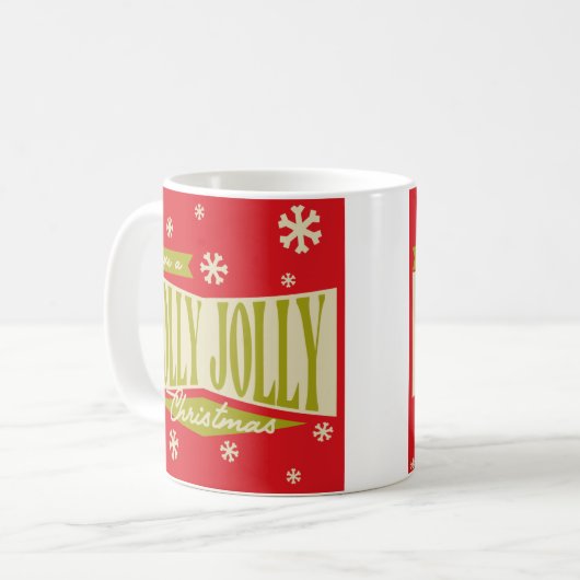 Retro Vintag Holly Jolly Christmas Kaffeetasse (Vorderseite Links)