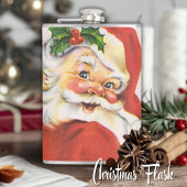 Retro Vintag Holly Jolly Santa Claus Weihnachten Flachmann