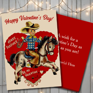 Retro Vintag Howdy Pardner Custom Valentine's Day Feiertagskarte