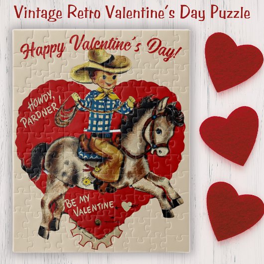 Retro Vintag Howdy Pardner Valentinstag Puzzle