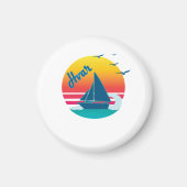 Retro Vintag Hvar Sunset, #Hvar Magnet (Vorne)