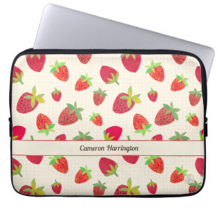 Retro Vintag Inspiriert Personalisierte Rote Erdbe Laptopschutzhülle