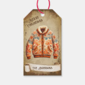 Retro Vintag Jacket Frohe Weihnachten Geschenkanhänger (Vorderseite)