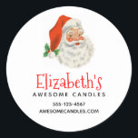 Retro Vintag Jolly Santa Claus Christmas Biz Runder Aufkleber<br><div class="desc">Business Aufkleber mit festlichem Retro-Bild. Jolly alter Weihnachtsmann mit seinen roten,  rosafarbenen Wangen und seinem freundlichen Lächeln. Ein bisschen alte Nostalgie für die alten Zeiten,  dieses Bild bringt Erinnerungen der Feierlichkeiten aus der Weihnachtszeit zurück.</div>