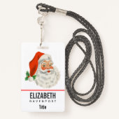 Retro Vintag Jolly Santa Claus Weihnachten Ausweis (Rückseite mit Schlüsselband)