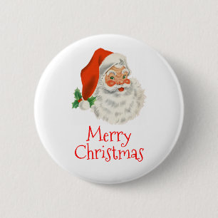 Retro Vintag Jolly Santa Claus Weihnachten Button