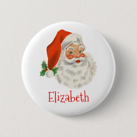 Retro Vintag Jolly Santa Claus Weihnachten Button (Vorderseite)