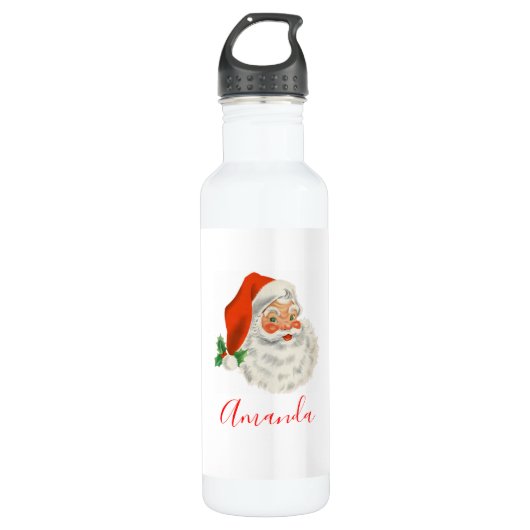 Retro Vintag Jolly Santa Claus Weihnachten Edelstahlflasche (Vorderseite)