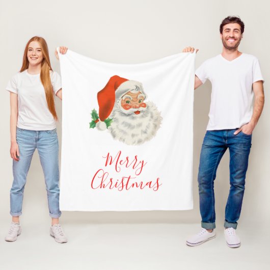 Retro Vintag Jolly Santa Claus Weihnachten Fleecedecke (Beispiel)