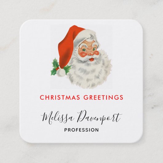 Retro Vintag Jolly Santa Claus Weihnachten Quadratische Visitenkarte (Vorderseite)