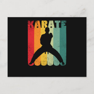 Retro Vintag Karate Silhouette 70er 80er Postkarte