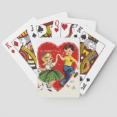 Retro Vintag Kids tanzen Valentinstag Spielkarten (Rückseite)