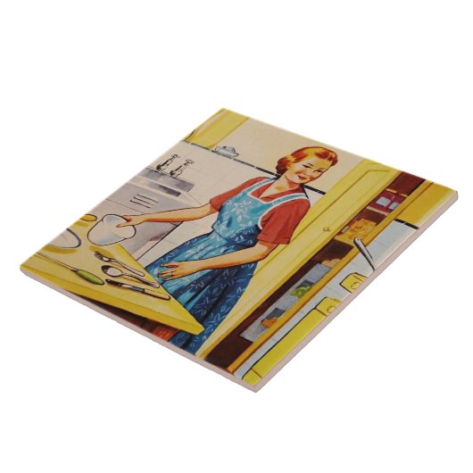 Retro Vintag Kitchen Hausfrau Kochen  Fliese (Seite)