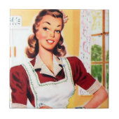 Retro Vintag Kitchen Lady Fliese (Vorderseite)