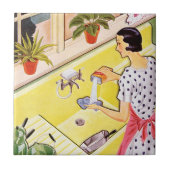 Retro Vintag Kitchen Lady Fliese (Vorderseite)