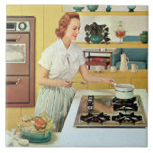 Retro Vintag Kitchen Lady Fliese (Vorderseite)