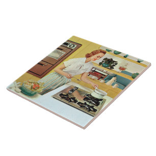 Retro Vintag Kitchen Lady Fliese