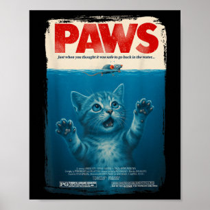 Retro Vintag Kitten Cat Paws T-Shirt - Funny Paws  Poster