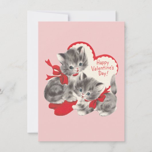 Retro Vintag Kitten Valentines Card Feiertagskarte (Vorderseite)