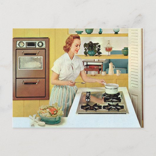 Retro Vintag Kochküche Postkarte (Vorderseite)