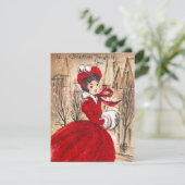 Retro Vintag Lady Weihnachten E-Mail-Karte (Stehend Vorderseite)