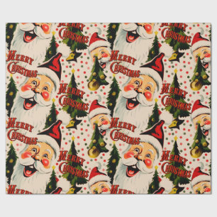 Retro Vintag Laghing Santas Wrapping Paper Geschenkpapier
