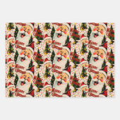Retro Vintag Laghing Santas Wrapping Paper Geschenkpapier Set (Vorderseite 3)