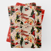 Retro Vintag Laghing Santas Wrapping Paper Geschenkpapier Set (Beispiel)