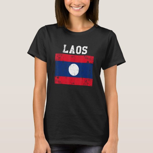 Retro Vintag Laos Flag Laotian Roots T-Shirt (Vorderseite)