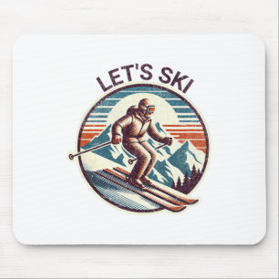 Retro Vintag Let's Ski Resort Winterski Mousepad