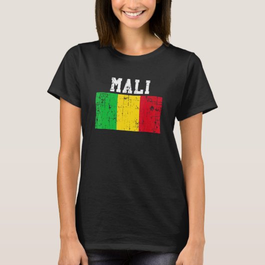 Retro Vintag Mali Flag Mali Roots T-Shirt (Vorderseite)