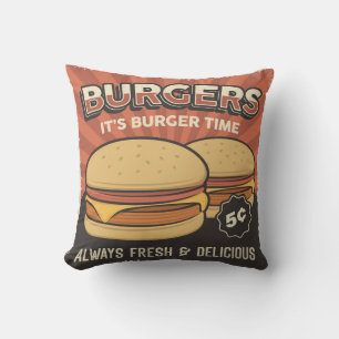 Retro Vintag Man Cave Cheve Hamburger Kissen