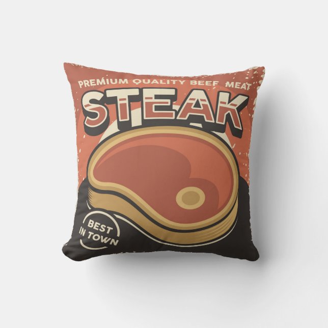 Retro Vintag Man Höhle Bestes rotes Fleischwurfkis Kissen (Vorderseite)