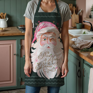 Retro Vintag Merry & Pink Wasserfarbe Weihnachtsma Schürze