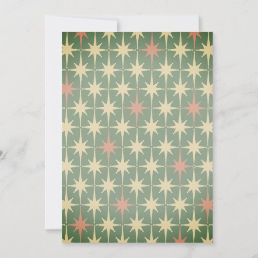 Retro Vintag Midjahrhundert Moderne Weihnachtsster Einladung (Rückseite)