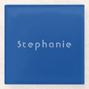 Retro Vintag Minimalistisch Modernes Blau Glasuntersetzer