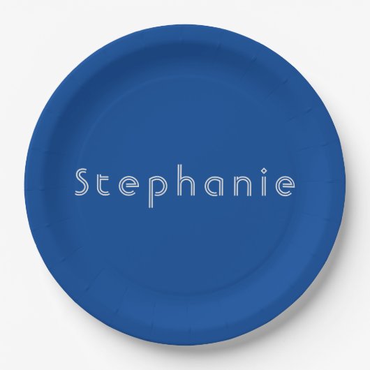 Retro Vintag Minimalistisch Modernes Blau Pappteller (Vorderseite)